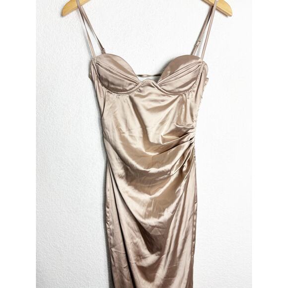 Babyboo Zola Champagne Maxi Dress Size XS Satin Corset Lace Up Gown Wedding - Picture 10 of 15